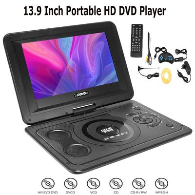 Lettore DVD portatile da 13,9 pollici TV analogica HD Radio FM USB Gioco di schede SD 16:9 Schermo LCD TFT ruotabile per l'home office in auto
