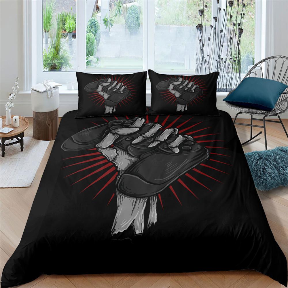 3D-Spieler-Bettwäsche-Set, Spielgriff, Bettbezug, Kissenbezug, 2/3-teilig, weiche Heimdekoration für spielbegeisterte Jungen- und Herrenzimmer