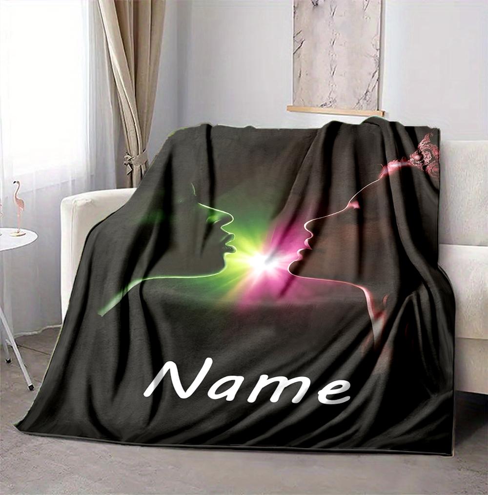 Custom Name Light Shadow Flannel Blanket Throw Blanket Soft Warm Sofa Bed Decor Unique Gift
