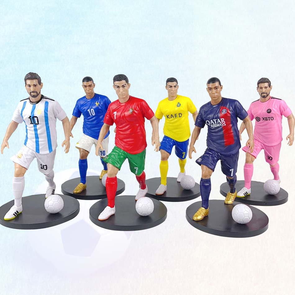 6pcs New Football Star FIFA C.Ronaldo Messi Mbappe Model Dolls Cartoon Cute Action Figure Car Accessories Football Fans Gifts