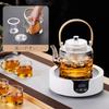 Pokaro Tea Teapot, Heat-Resistant Glass, Stylish Teapot, Teapot, Clear Glass, Stovetop-Safe, Large Capacity (1000ml), with Glass Tea Strainer, Bamboo