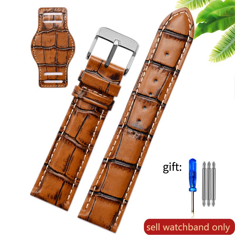 Genuine Leather watch strap for Rolex Green Submariner Omega  timex Vintage plus Tray Men Watch Band 20 22mm