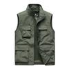 Four Seasons Men's Vest Thin Dad Sleeveless Stand-Up Collar Multi-Pocket Quick-Drying Vest Large Size Vest