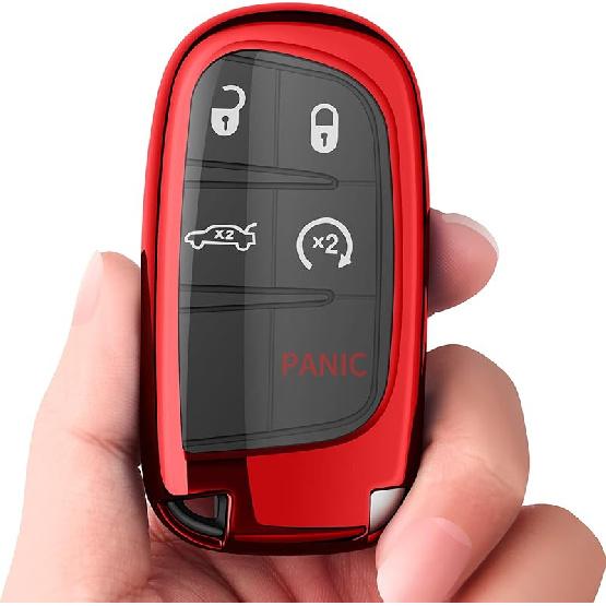 Tukellen For Jeep Dodge Key Fob Cover Premium Soft Full Protection Key Case Shell Compatible With Jeep Grand Cherokee Wrangler Compass Cherokee