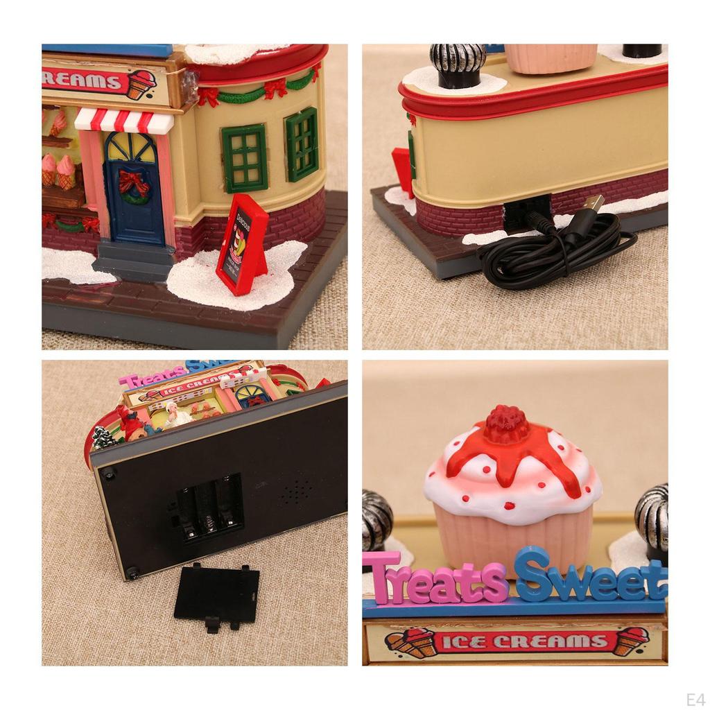 Christmas Village House Statue Figurine LED Lighted Lightweight Decor Gift for Tabletop