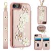 SY-001 For iPhone 16e Case Card Slots Leather Coated TPU Flower Phone Cover