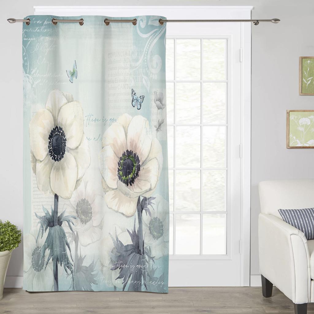 Vintage Flower Butterfly Modern Window Curtains for Living Room Bedroom Curtain Kitchen Treatment Blinds Drapes