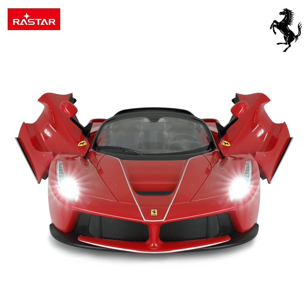 RASTAR Ferrari RC Radio Control Car, Official Model, 1:14 Scale Ferrari LaFerrari Aperta RC Drift Car, Convertible, Openable Doors, Red