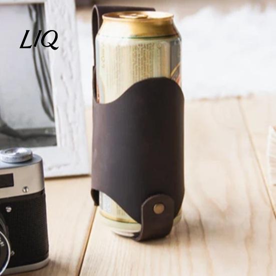 Waterproof Bottle Holder Waist Hanging Beer Holder, Faux Leather Soda Beverage Drink Can Travel Portable Holster for Belt, Accessories Lovers Durable