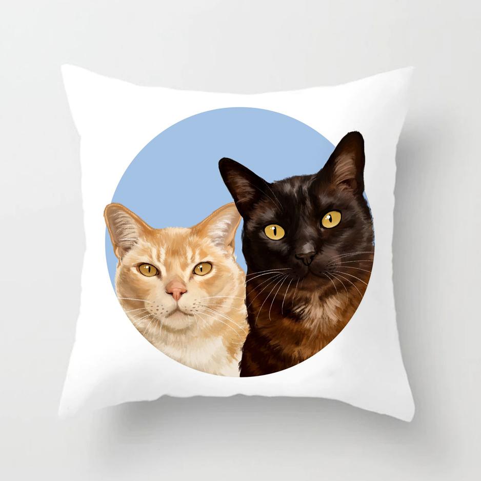 Funny Cute Cat Cushion Cover Cartoon Pets Pillows Cases for Sofa Home Decoration Pillowcase Polyester Throw Pillow Case 45*45cm