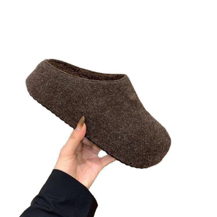 Autumn and winter 2025 retro bag head half slippers women's platform Internet celebrities new hair slippers women wear Birkenmuller shoes