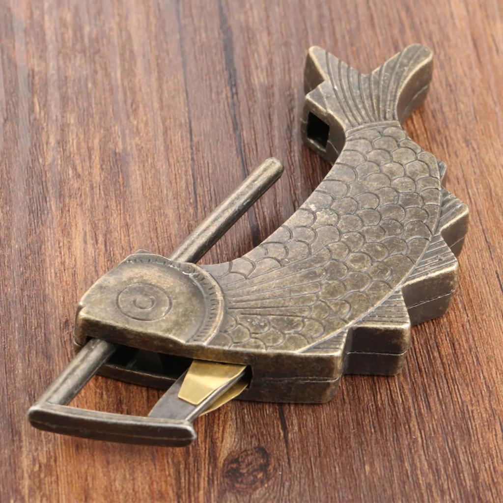 1PC Antique Bronze Old Chinese Lock Retro Jewelry Wooden Box Padlock Lock For Suitcase Drawer Cabinet Hardware Accessories