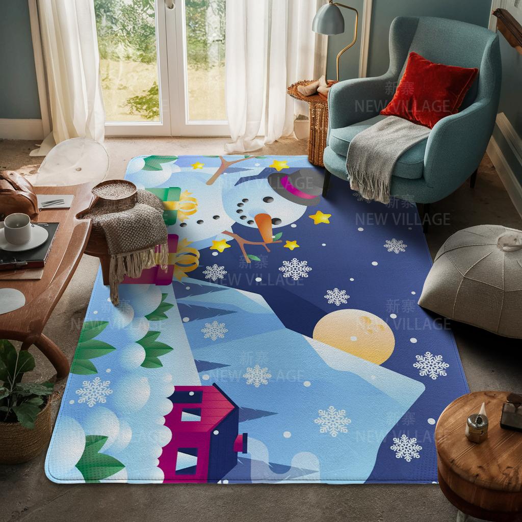 House Entrance Carpet Home Door Mat Living Room Bath Foot Bathroom Non-slip Water Absorption Rugs Bath Merry Christmas Winter