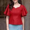 ZANZEA Women Casual V-Neck Ruffles Short Sleeve Loose Summer Blouse