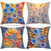 2D Flat Printed Floral Pattern Non-real Embroidery Pillows Polyester Pillowcase, Sofa Decorative Cushion Cov Headboard Pillow