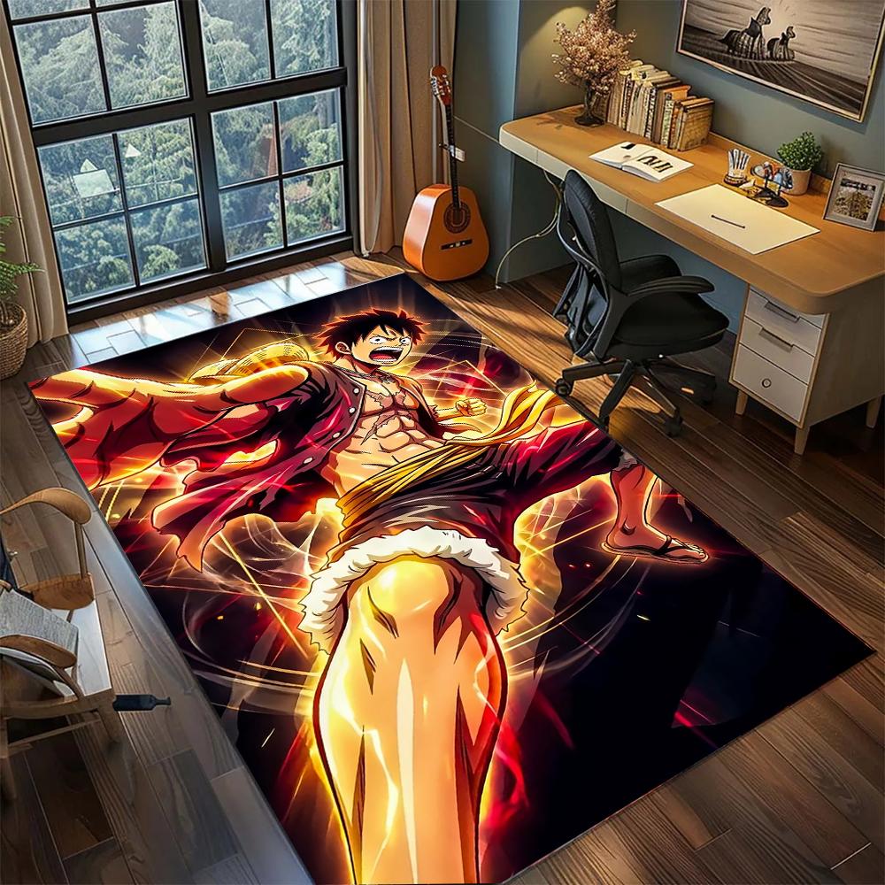 Epic One Piece Luffy Battle Scene Rug Carpet Large Area Rug Non Slip Washable Floor Mat Gamer Room Bedroom Home Decor