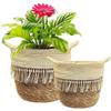 Nordic-style Rattan-woven, Straw-woven Flower Basket, Bamboo-woven Planter for Green Plants, Floor-standing Willow-woven Plant