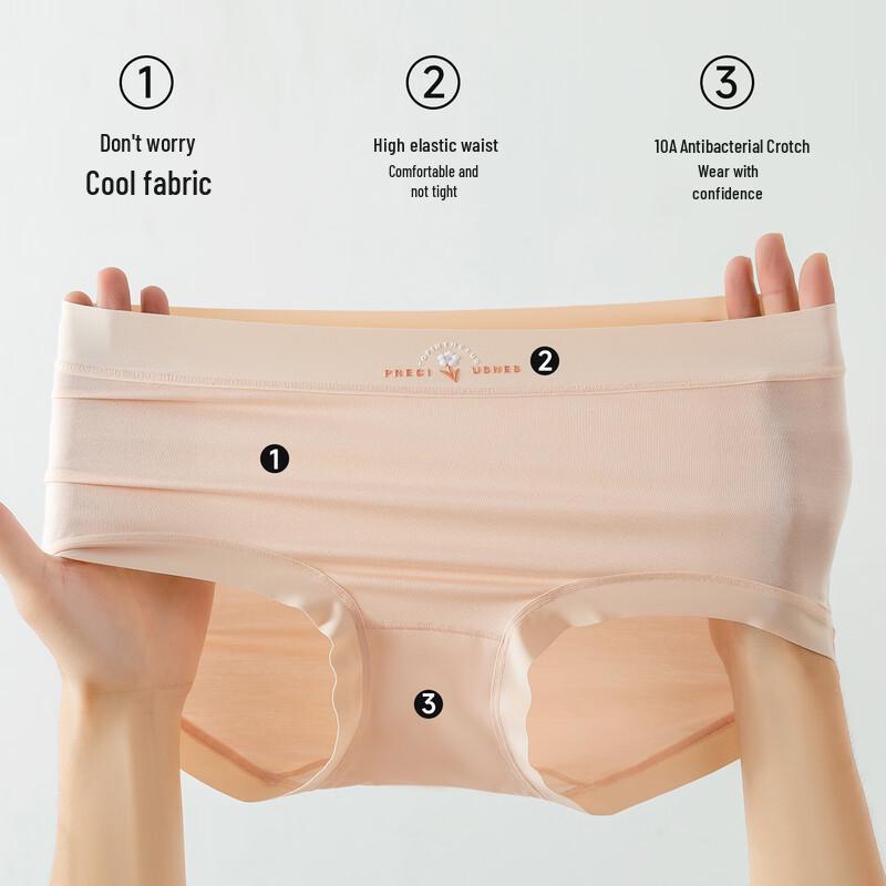 LangSha Women's Ice Silk Seamless Antibacterial Briefs