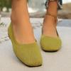 New Women's Flats Spring Autumn Fashion Square Head Solid Light Mouth Candy Mesh Breathable Large Women's Flat Shoes Single Shoe