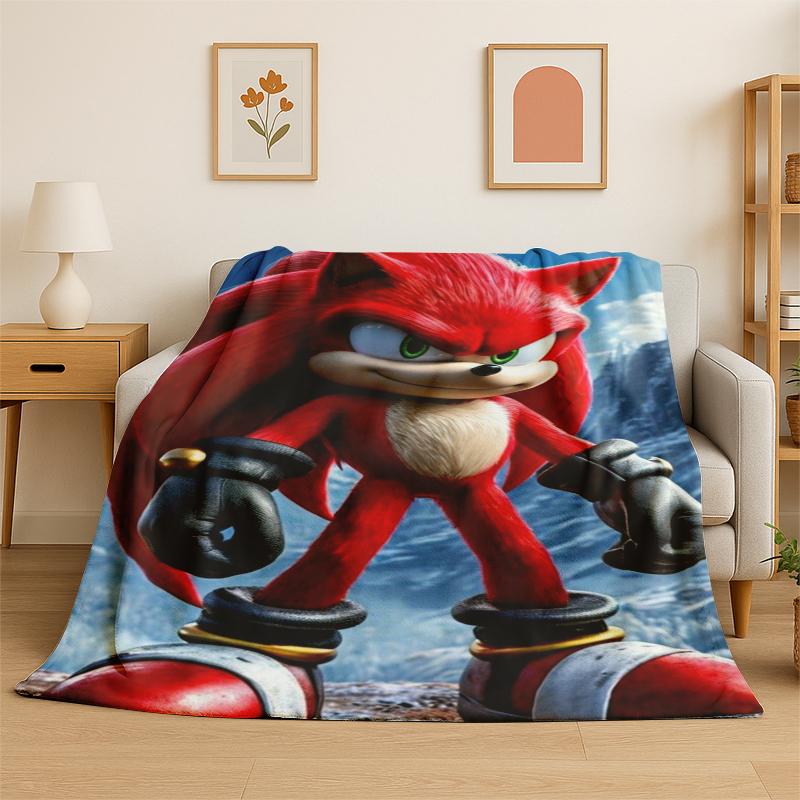 Classic S-Sonic Cartoon Game Flannel Blanket Soft Warm Throw Blanket for Bedroom Living Room Bed Travel Camping Picnic Gift