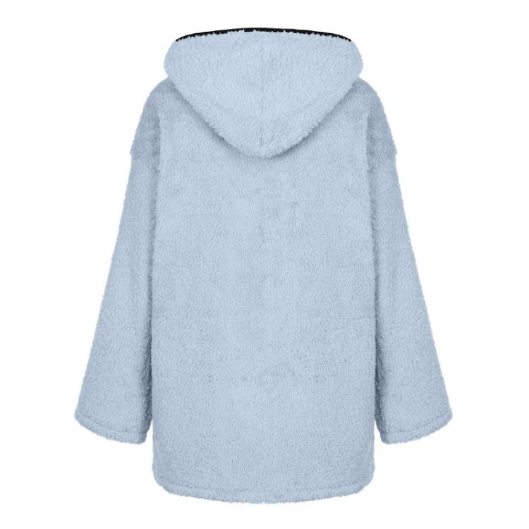 Winter Women's Thick Plush Long Sleeve Pocket Jacket Top Fashion Fall