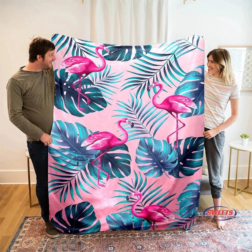 Beautiful Pink Flamingo Cartoon Soft Blanket for Bed Bedroom Sofa Picnic, Throw Blanket for Cover Outdoor Leisure Trip Nap Gifts