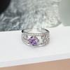Neun Violett Aus Feuer Violett Zirkon Gebürsteter Offener Ring Damen Nische High-End Farbjuwel Persönlichkeit Leichter Luxus Ring