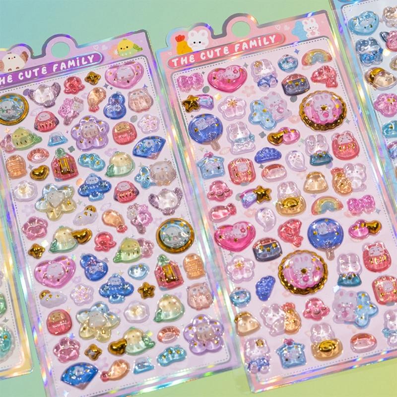 Aufgepuffte Stickerbögen Dekorativer Sticker Niedlicher Kleiner Sticker für Kinder & Erwachsene, Wiederverwendbarer Winziger Sticker für Scrapbooking
