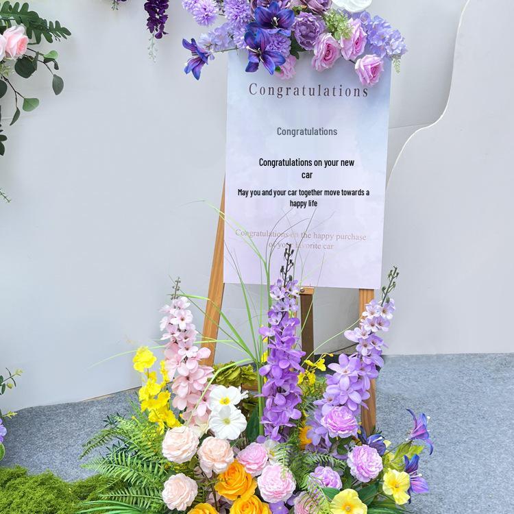 Purple Floral Art Props for Wedding, Classroom, or Window Display - Artificial Aisle Flowers