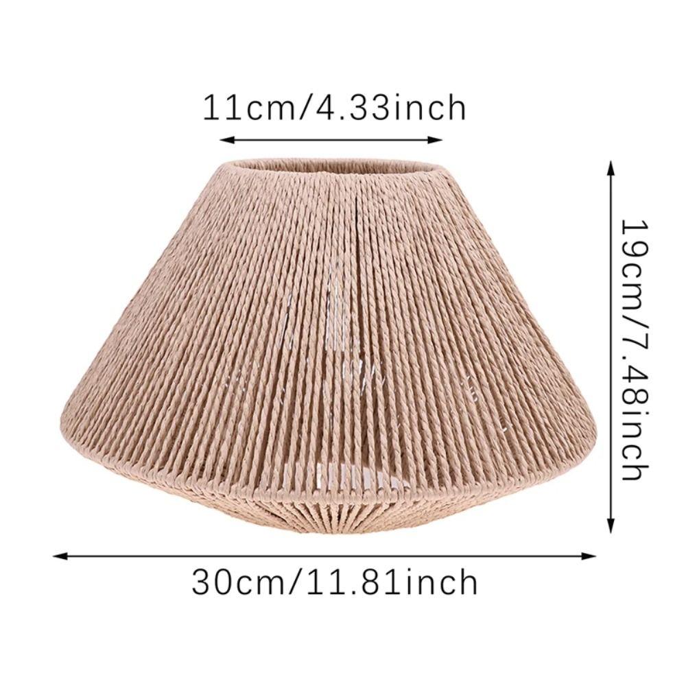 Hanging Wicker Straw Woven Lampshade Rattan Geometric Shade Light Cover Hanging Lamp Cover  Bedroom