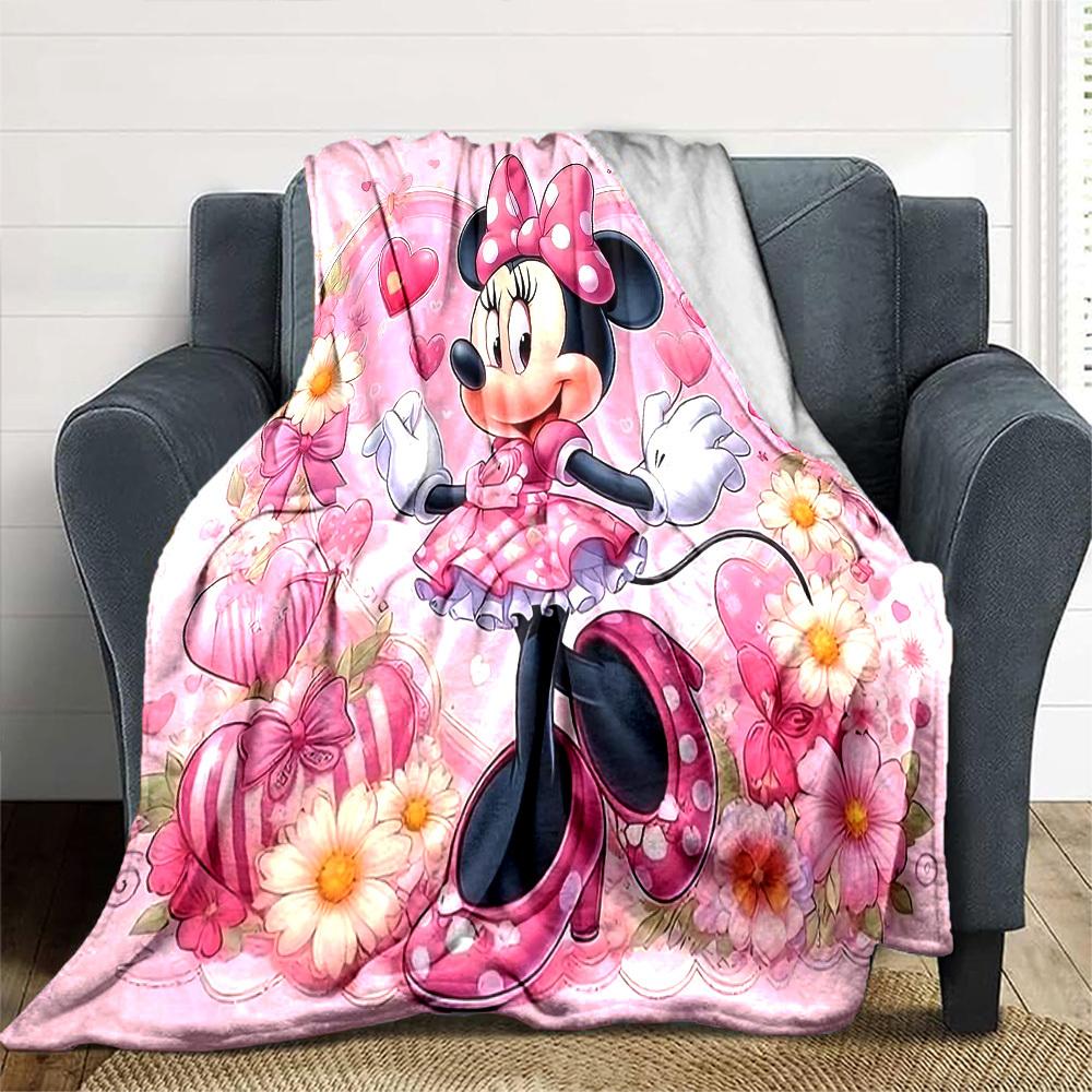 1 pezzo Rosa, adorabile coperta di Minnie Leggero Plaid in Flanella per Divano Letto Viaggio Campeggio Soggiorno Ufficio Divano Sedia