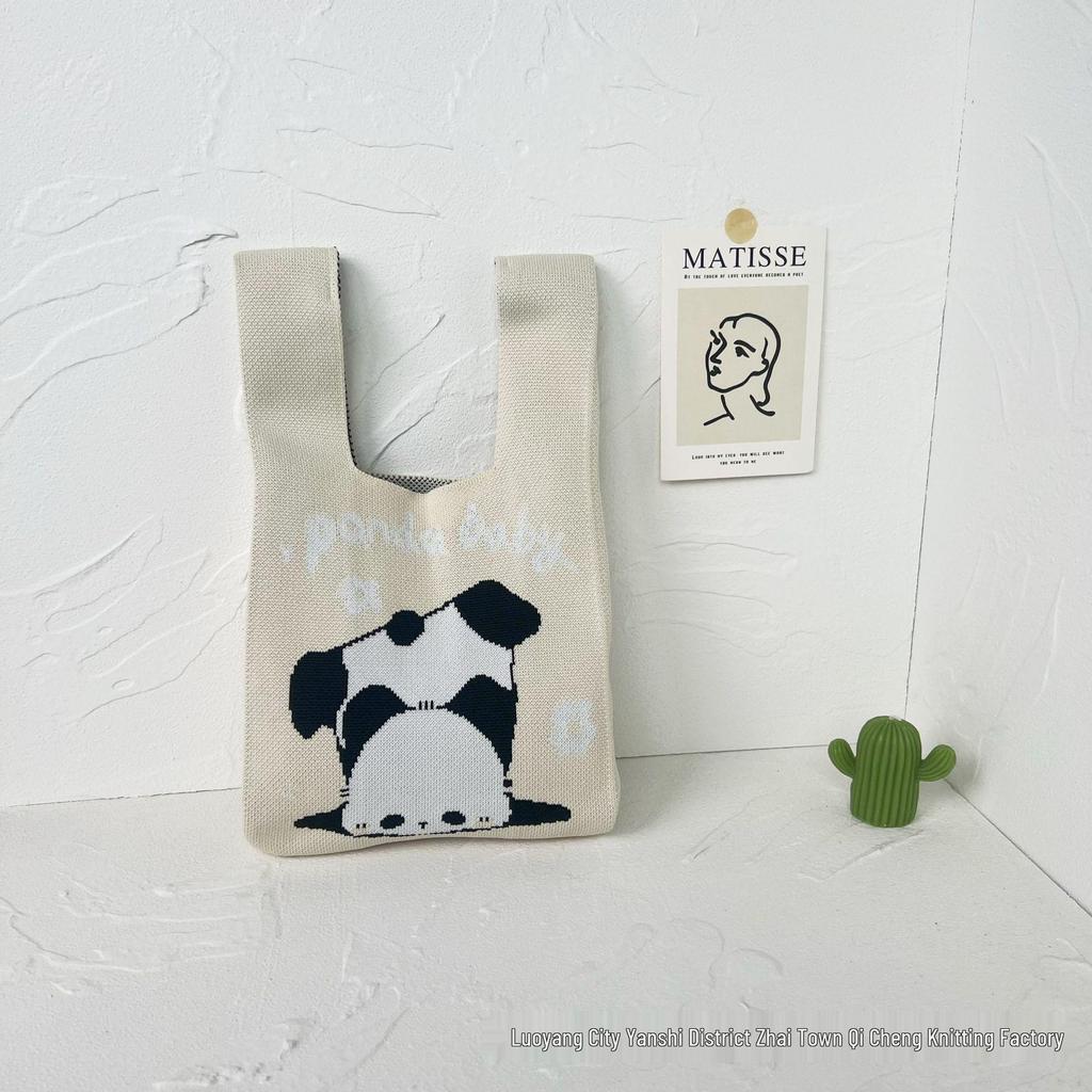 Panda Knit Women's Cross-Border Wrist Tote Handbag