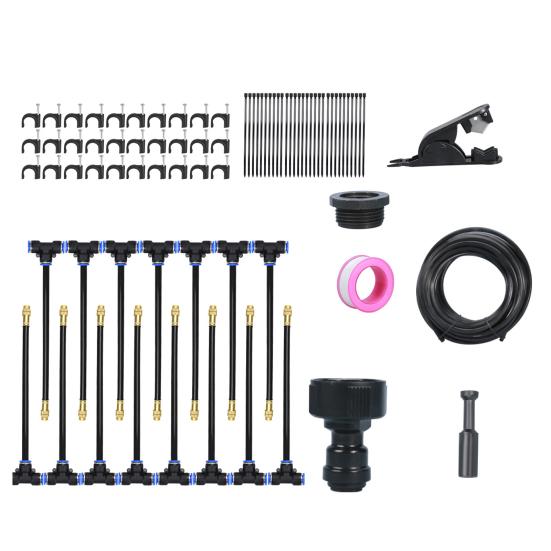 Automatic Irrigation System Irrigation Hose with 360-Degree Adjustable Nozzles Drip Irrigation System Kit with Connectors Cutter Ties for Garden