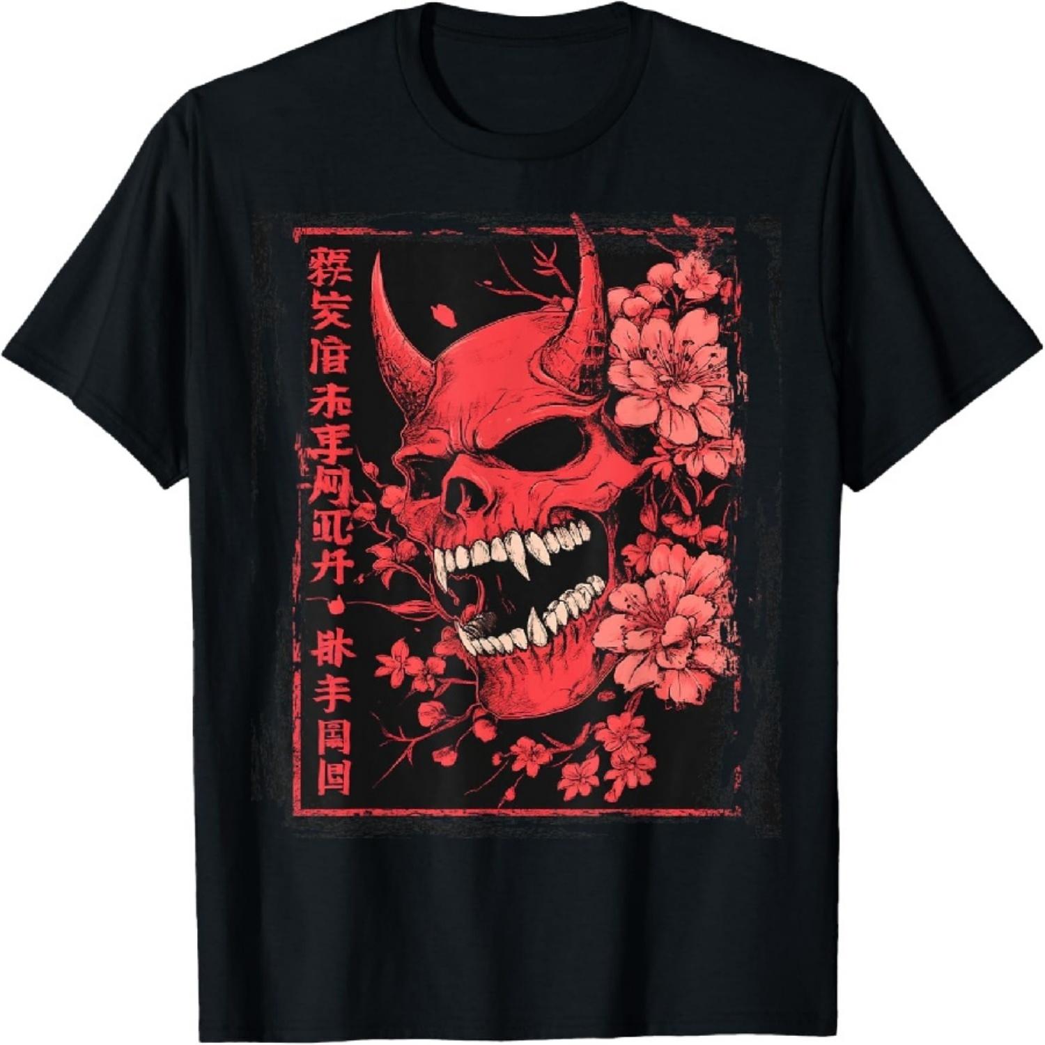 

Demon Face Skull Japanese Art Devil Oni Harajuku Aesthetic T-Shirt XXXXXL різнокольоровий