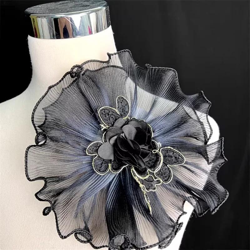 3D Floral Trim Bridal Dress Appliqué Embellishment Material 20cm Oversized Luxury Craft Customizable Shoe Hat Decor