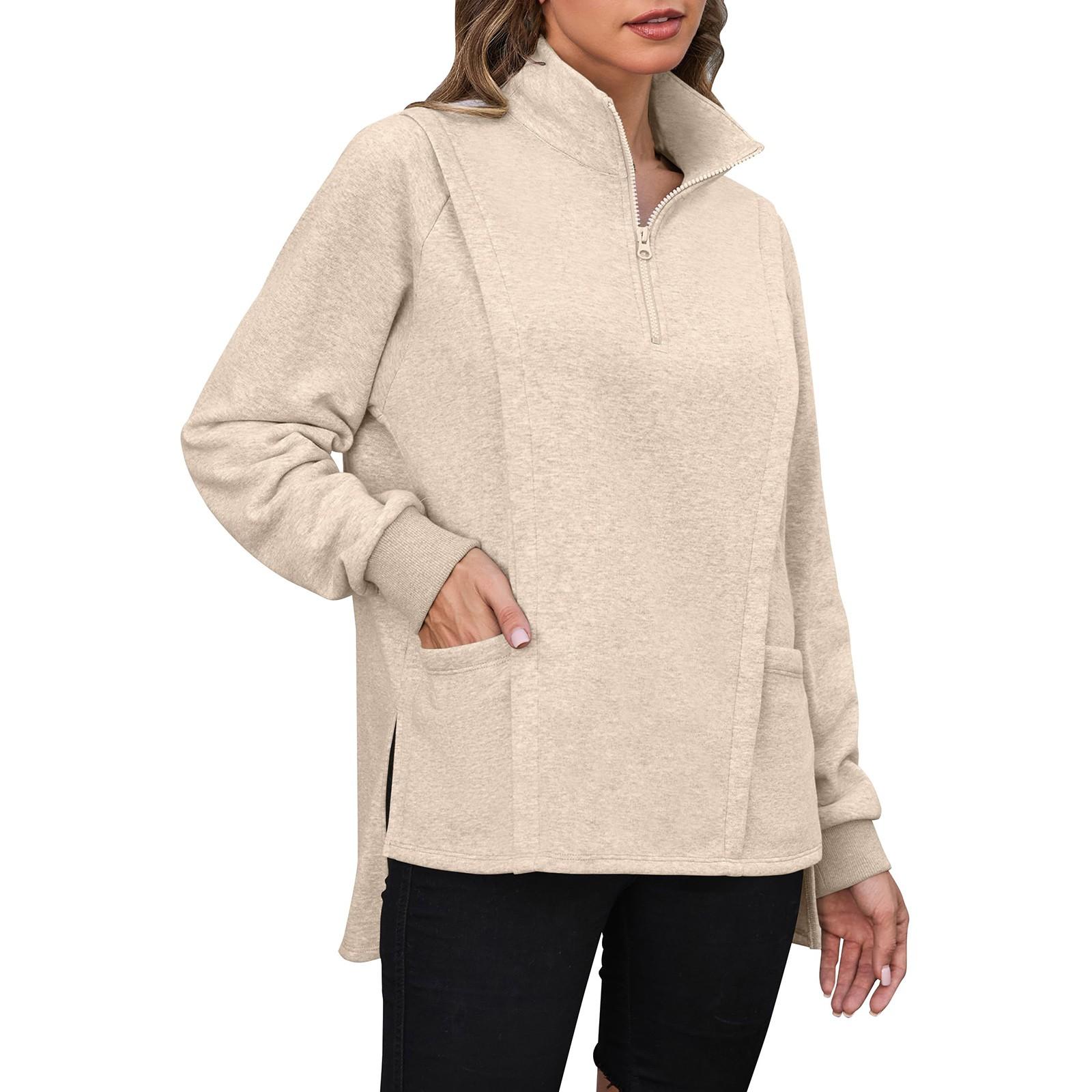 Женская однотонная свободная толстовка с капюшоном и длинным рукавом, с коротким открытым животом M бежевый