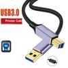 Male To Male USB A To USB B 3.0 Cable Braided Nylon SSD Line for Epson/HP/Canon Laptop Computer