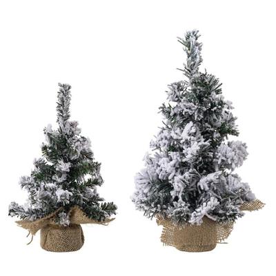 Elegant Miniature Christmas Tree with Snowy Plush Detailing Realistic Snowy Christmas Tree Figurine for Tabletop