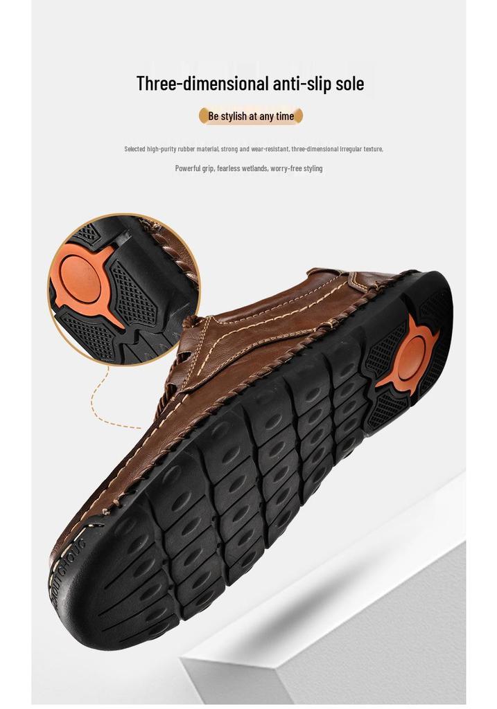 Spring 2024 Men's Casual Leather Lace-up Shoes - Soft Sole, Hand-stitched, Versatile, Large Size Driving Shoes