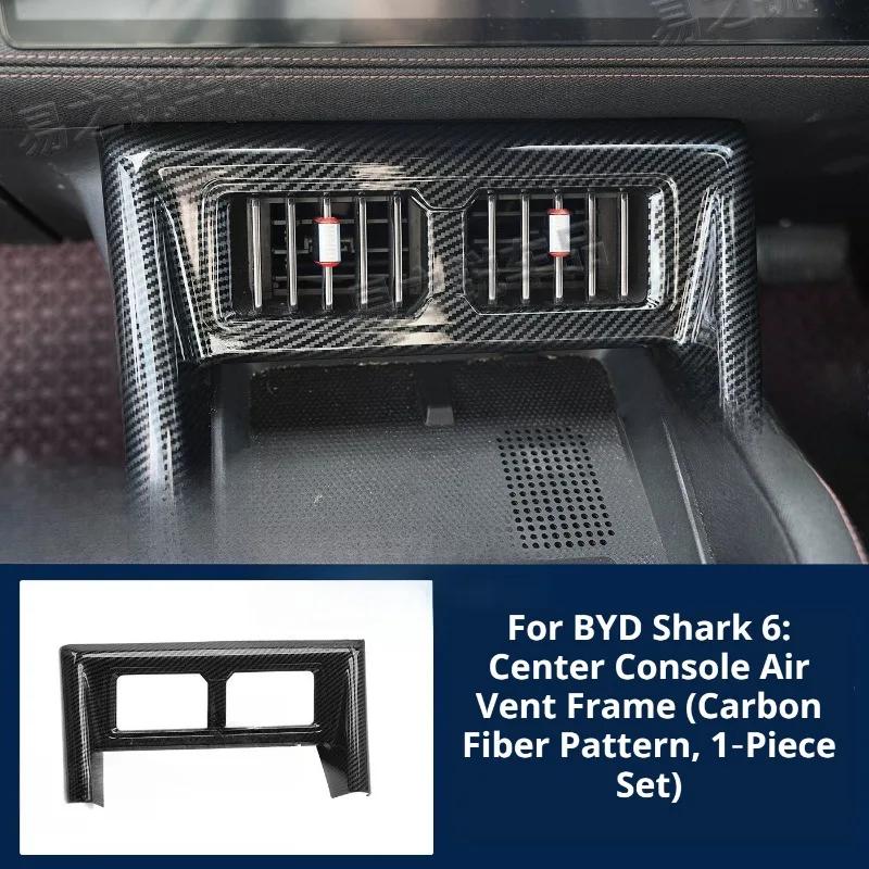 For BYD Shark 6, Carbon Fiber Pattern Center Console Gear Shift Frame Trim, Interior Anti‑Scratch Decorative Protective