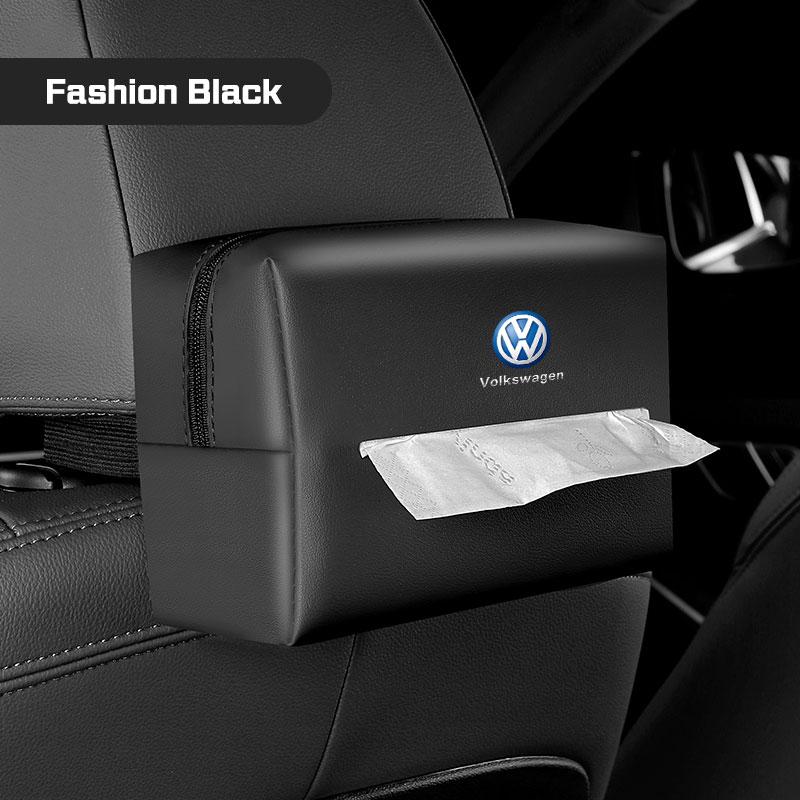 For VW Polo Golf ID3 5 GTI Passat Tiguan Arteon Touareg Taigo Caddy Car Interior Tissue Box PU Leather Kleenex Bag Towel StorageNI5