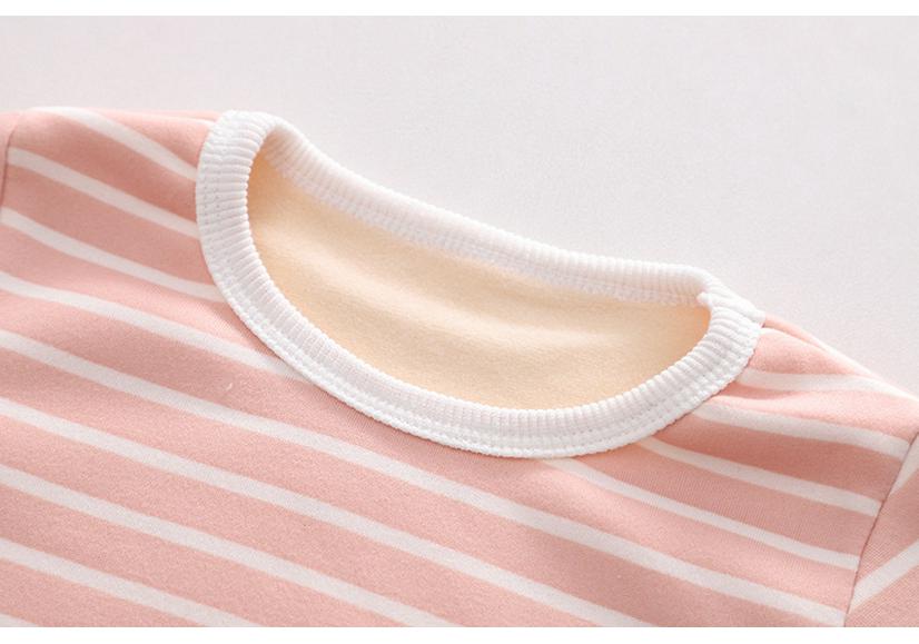 Children's Warm Striped High-Waist Underwear Set for Spring and Autumn - Plus Velvet for Babies, Toddlers, and Kids