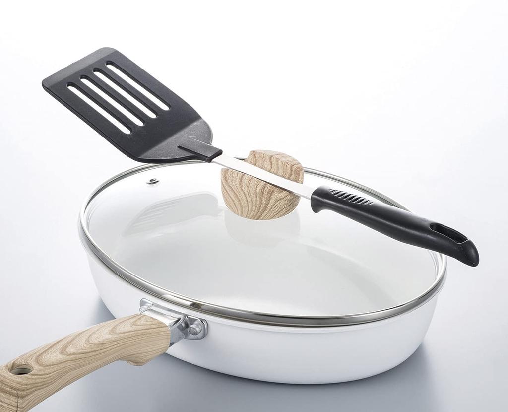Bestco Ceramic IH Mini Grill Pan 18 X 24cm with Glass Lid Oval Snow White Days Cerati ND-6762