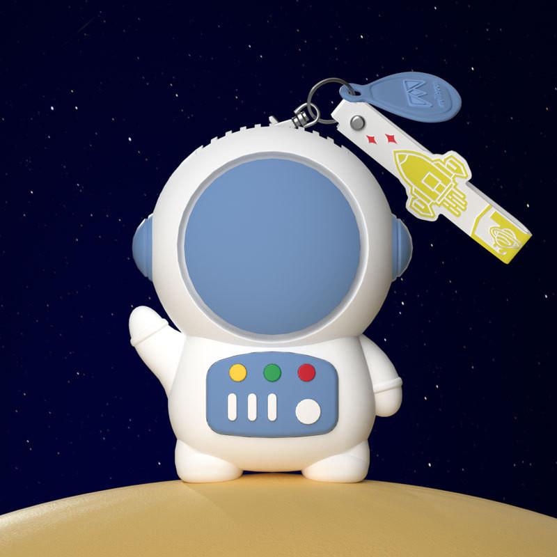Cute Cartoon Astronaut Fan Usb Rechargeable Mini Handheld No-blade Portable Student Fan Violet