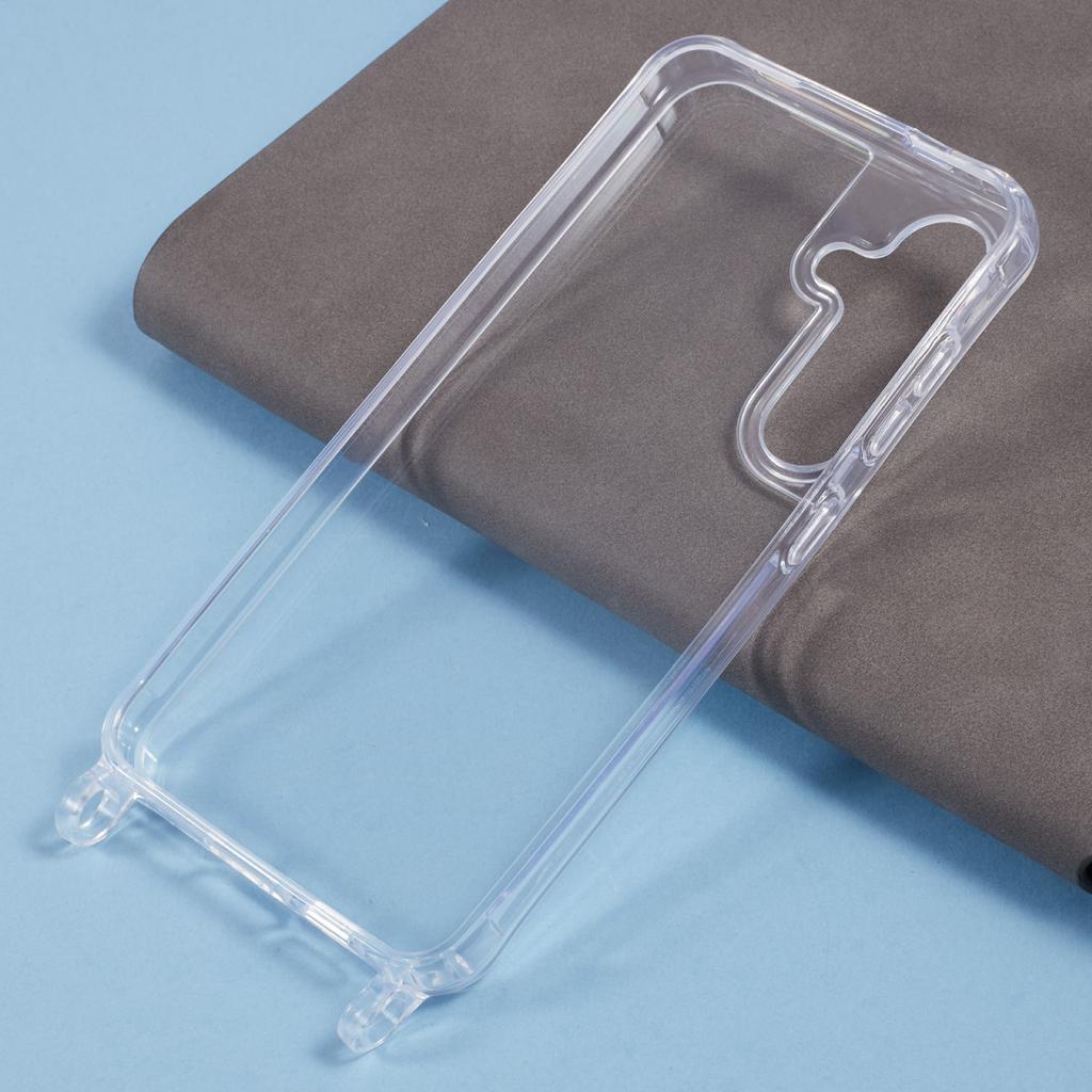 For Samsung Galaxy S24+ Case PC+TPU 1.5mm Clear Phone Cover with Lanyard Holes
