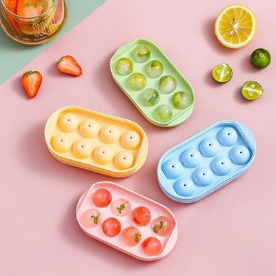 8 Girds tácků na ledové kostky do mrazničky Forma na výrobu malých ledových kuliček Kruhová kulatá forma na ledové kostky s víkem Výroba domácích kuchyňských potřeb