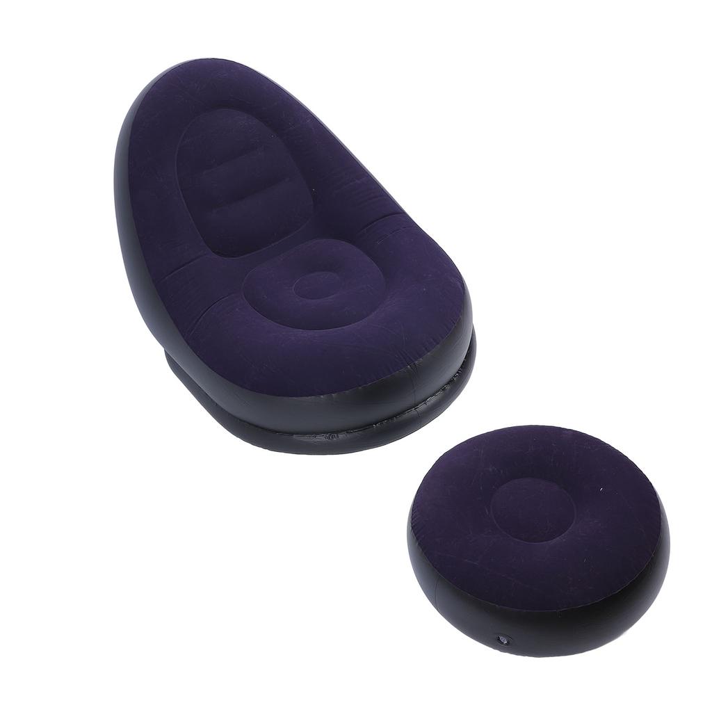 Inflatable Sofa Chair Stylish Simple Soft  ing Blow Up Lounger Chair with Footstool for Living Room Outdoor Travel Camping Picnic