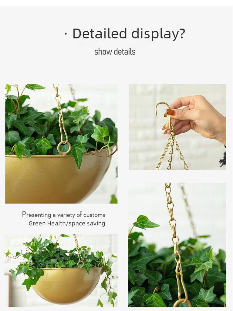 Iron Hanging Flower Pot for Hydroponic and Succulent Plants, European Garden Decoration