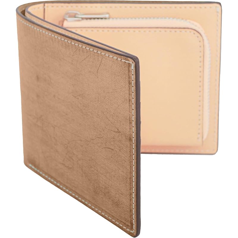 

[Dom Teporna] bifold wallet men s ladies wallet bridle leather Tanned leather all genuine leather L-shaped zipper brown