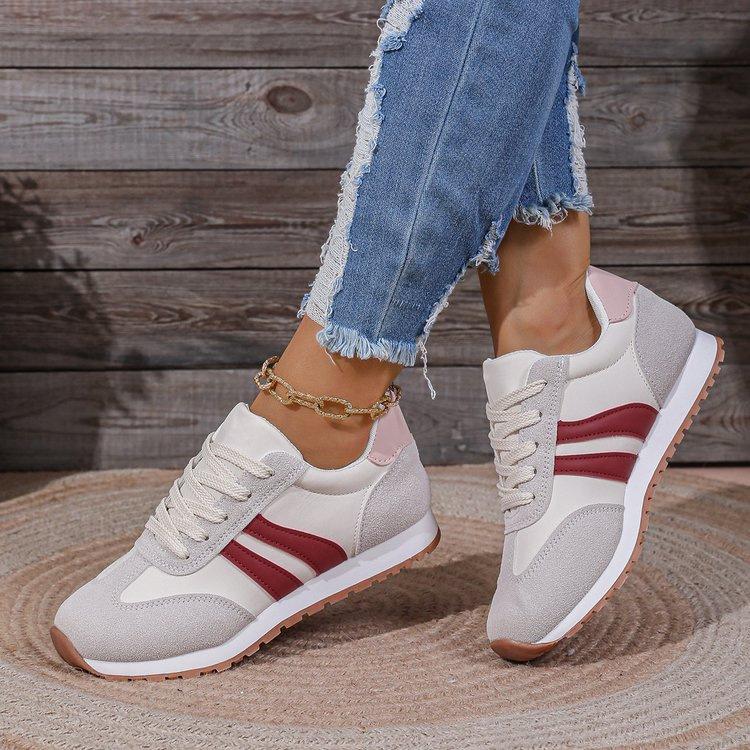Summer casual shoes fashionable versatile travel running shoes breathable cloth lightweight lace-up women's shoes